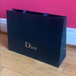 Black Dior Shopping Bag with Blue Ribbon